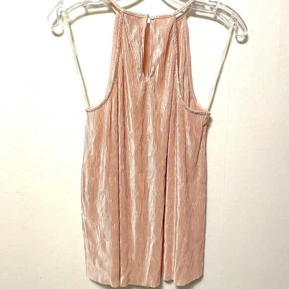 Worthington Pink Pleated Halter Blouse Cold Shoulder Keyhole SZ Small - Picture 2 of 4